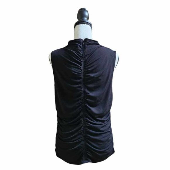 NWT Women’s Calvin Klein Ruched Black Sleeveless Blouse Size L - Picture 3 of 7